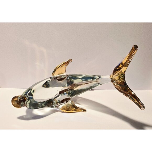 Large Murano Glass Gold Accented Dolphin Figurine - Picture 6 of 10